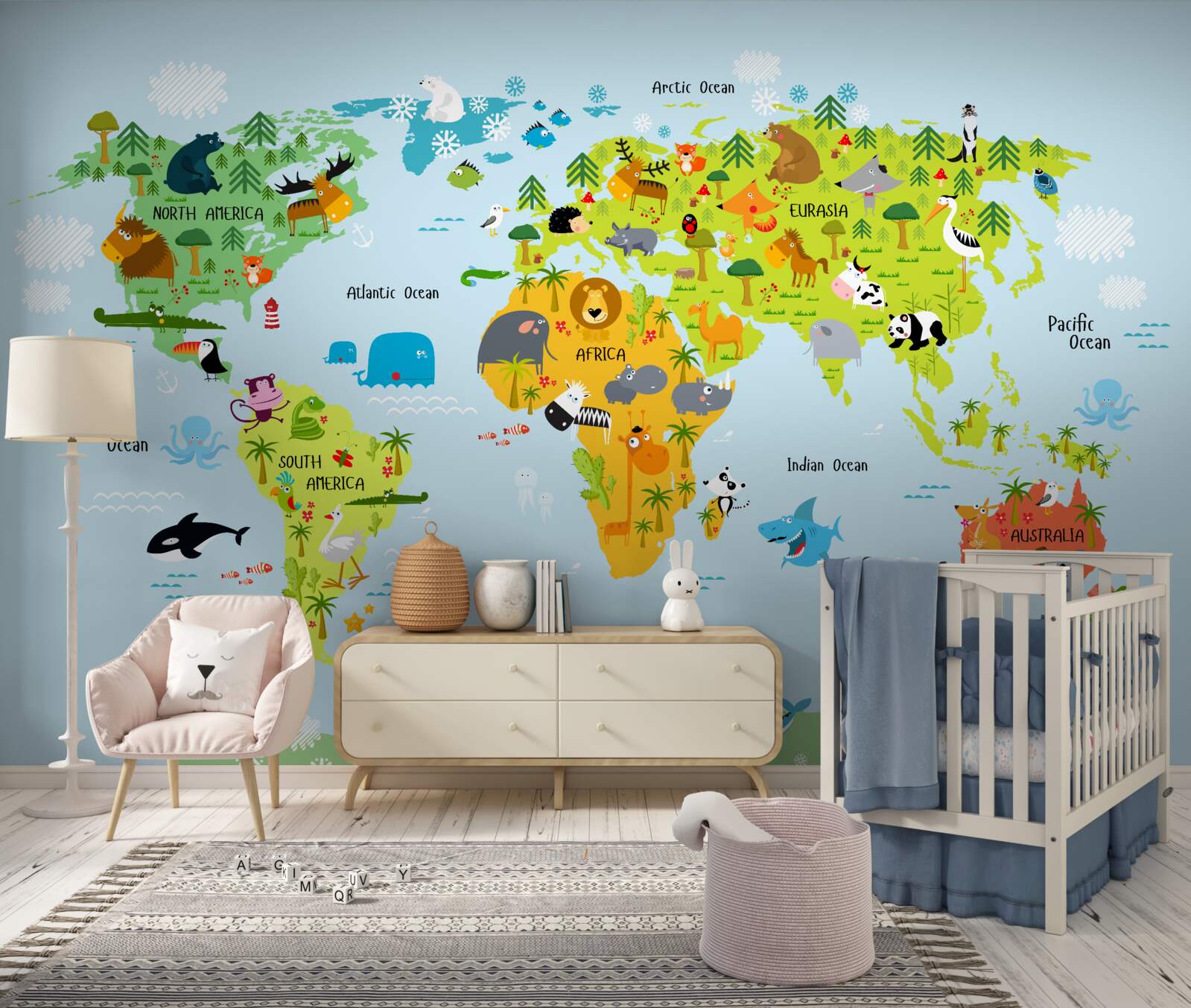 Fototapet harta lumii cu vibrații