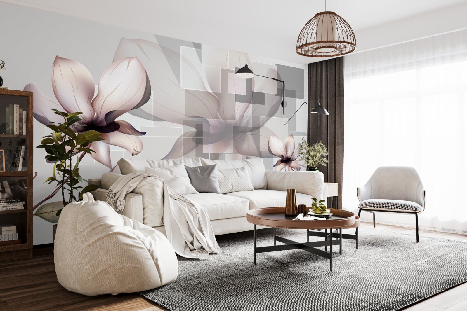 Fototapet magnolii albe mari