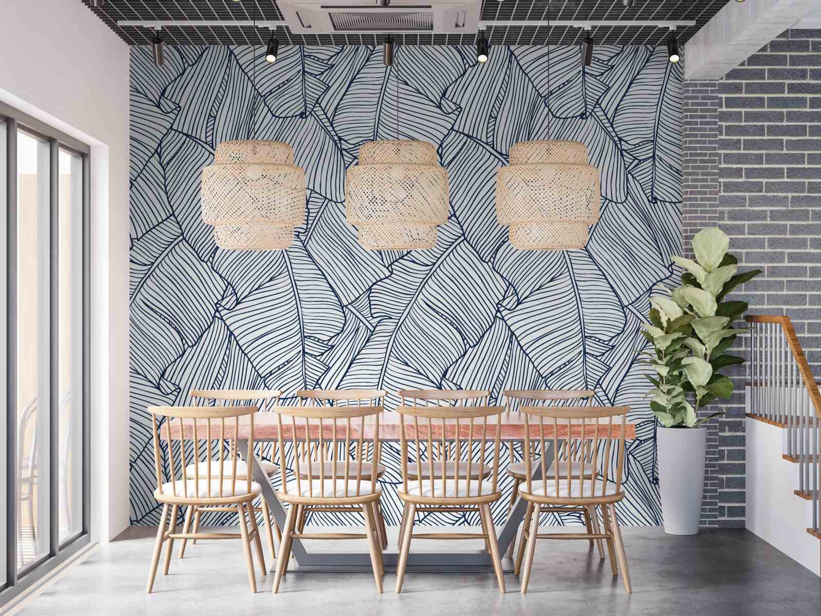 Fototapet imagine de frunze albastre tropicale