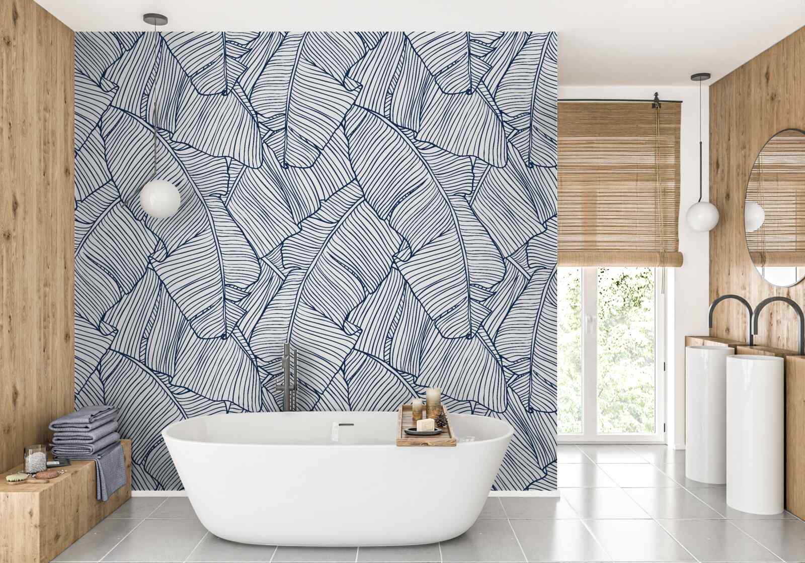 Fototapet imagine de frunze albastre tropicale