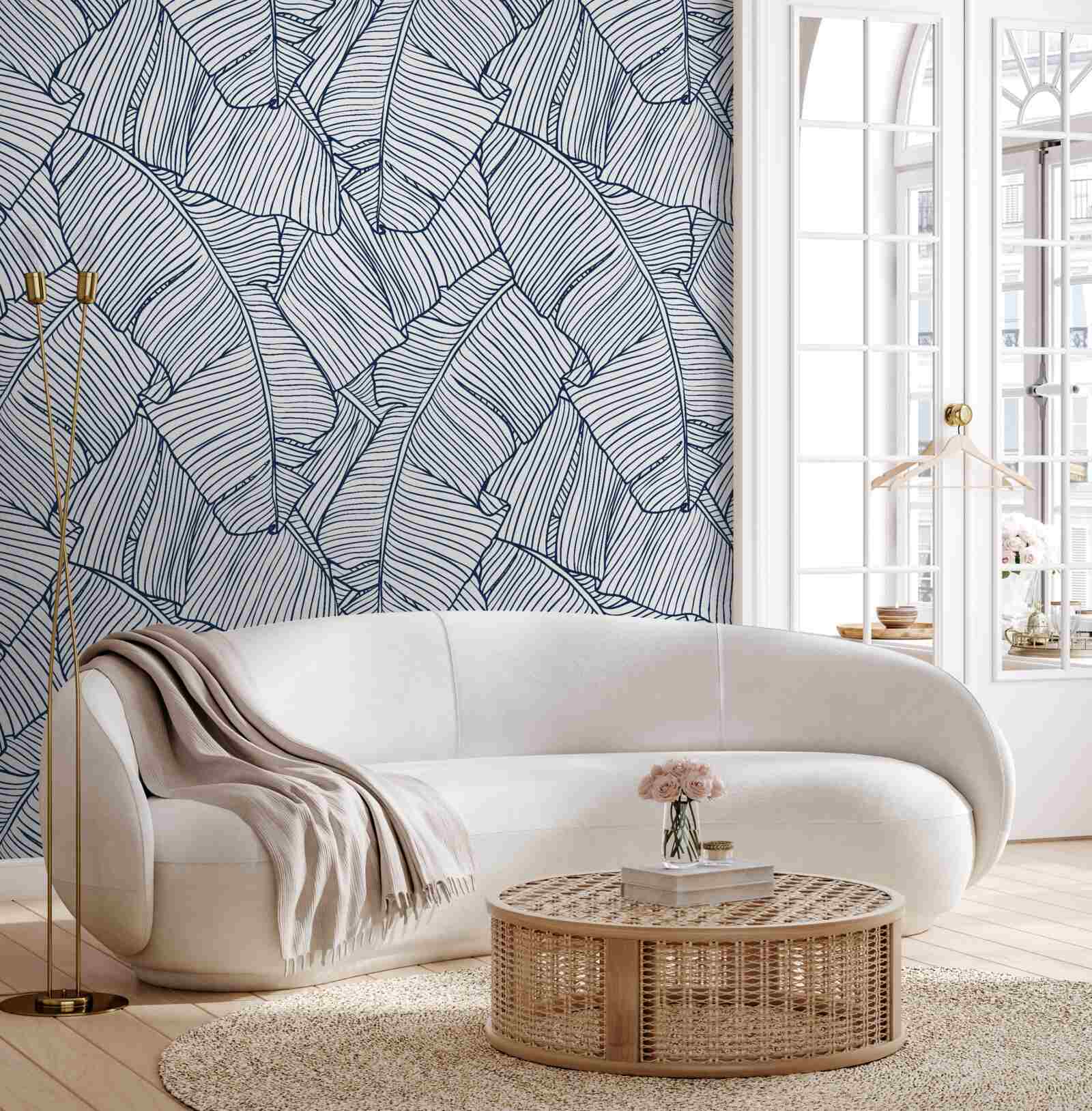 Fototapet imagine de frunze albastre tropicale