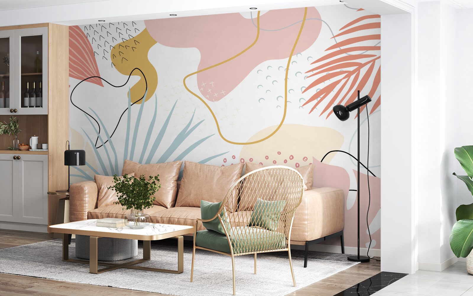 Fototapet flora tropicală în abstracție