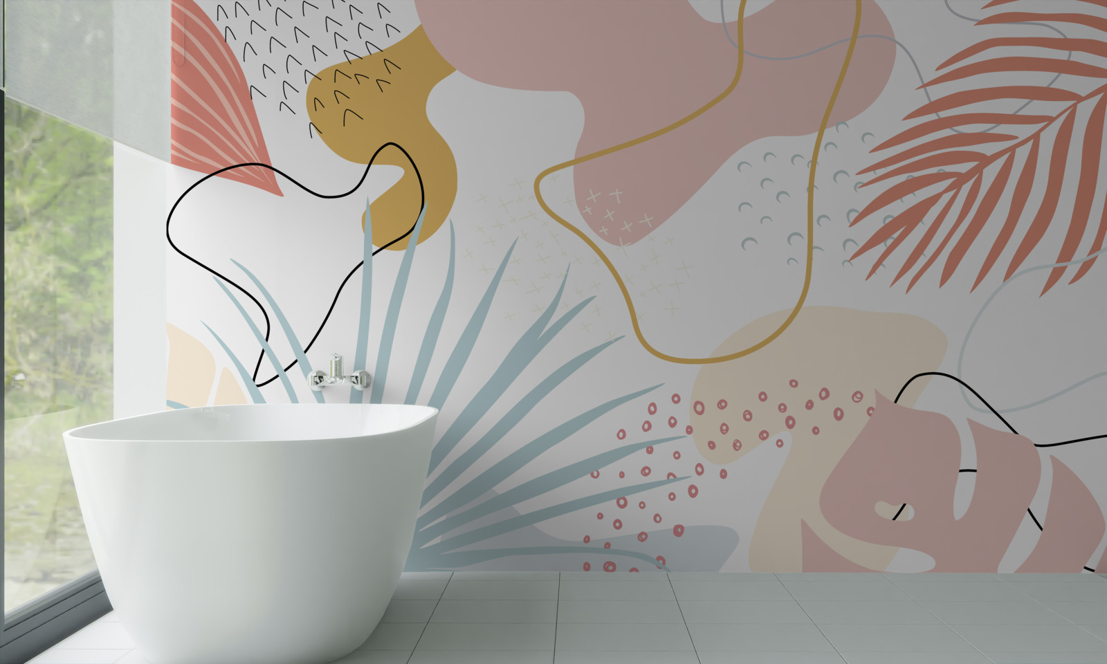 Fototapet flora tropicală în abstracție