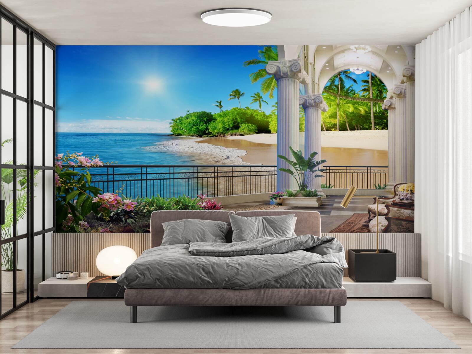 Fototapet vedere panoramică la ocean și plajă de pe terasă