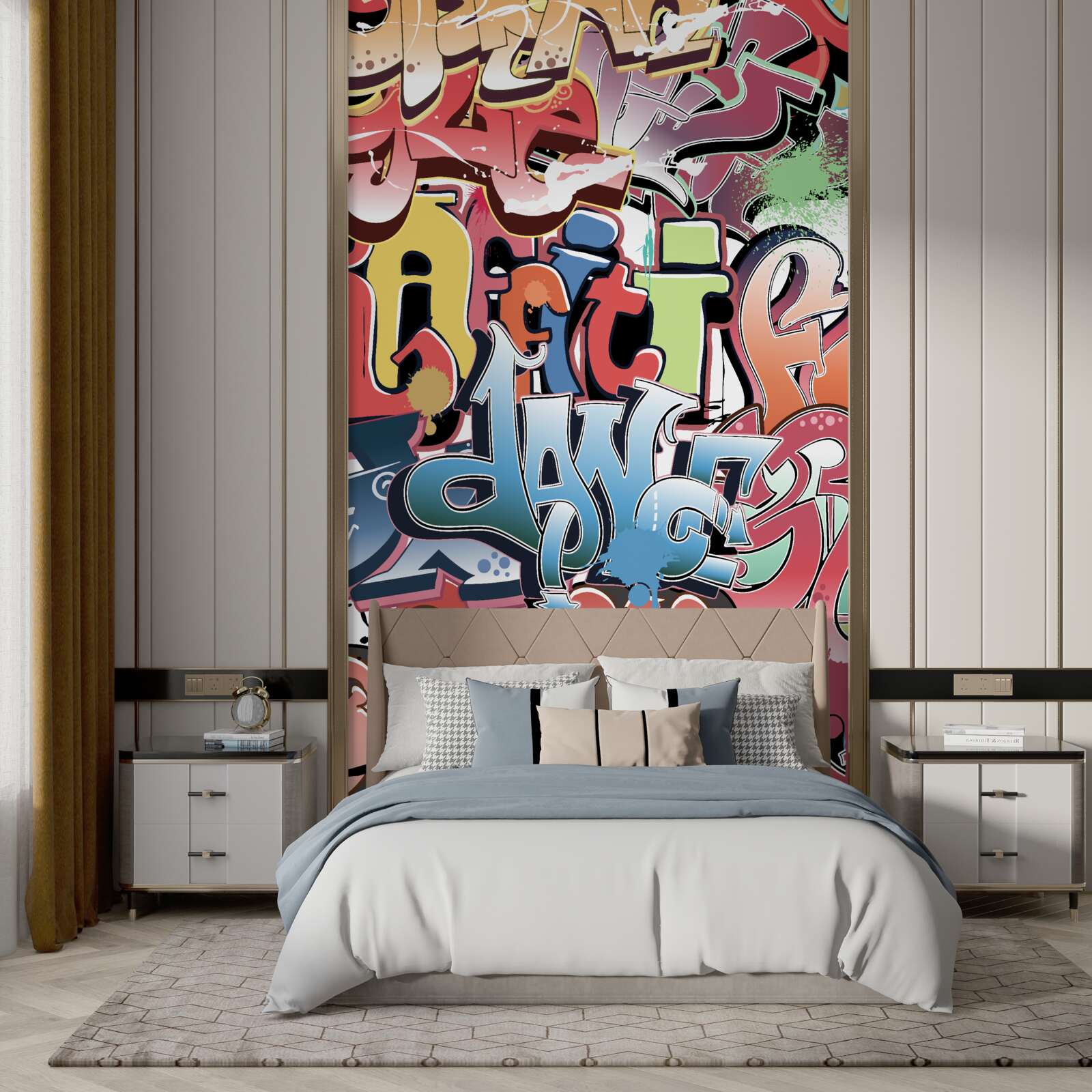 Fototapet inscripții graffiti în diferite culori