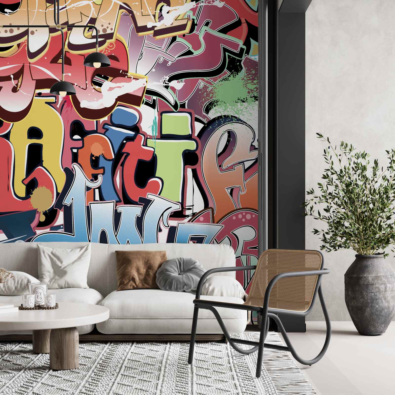 Fototapet inscripții graffiti în diferite culori