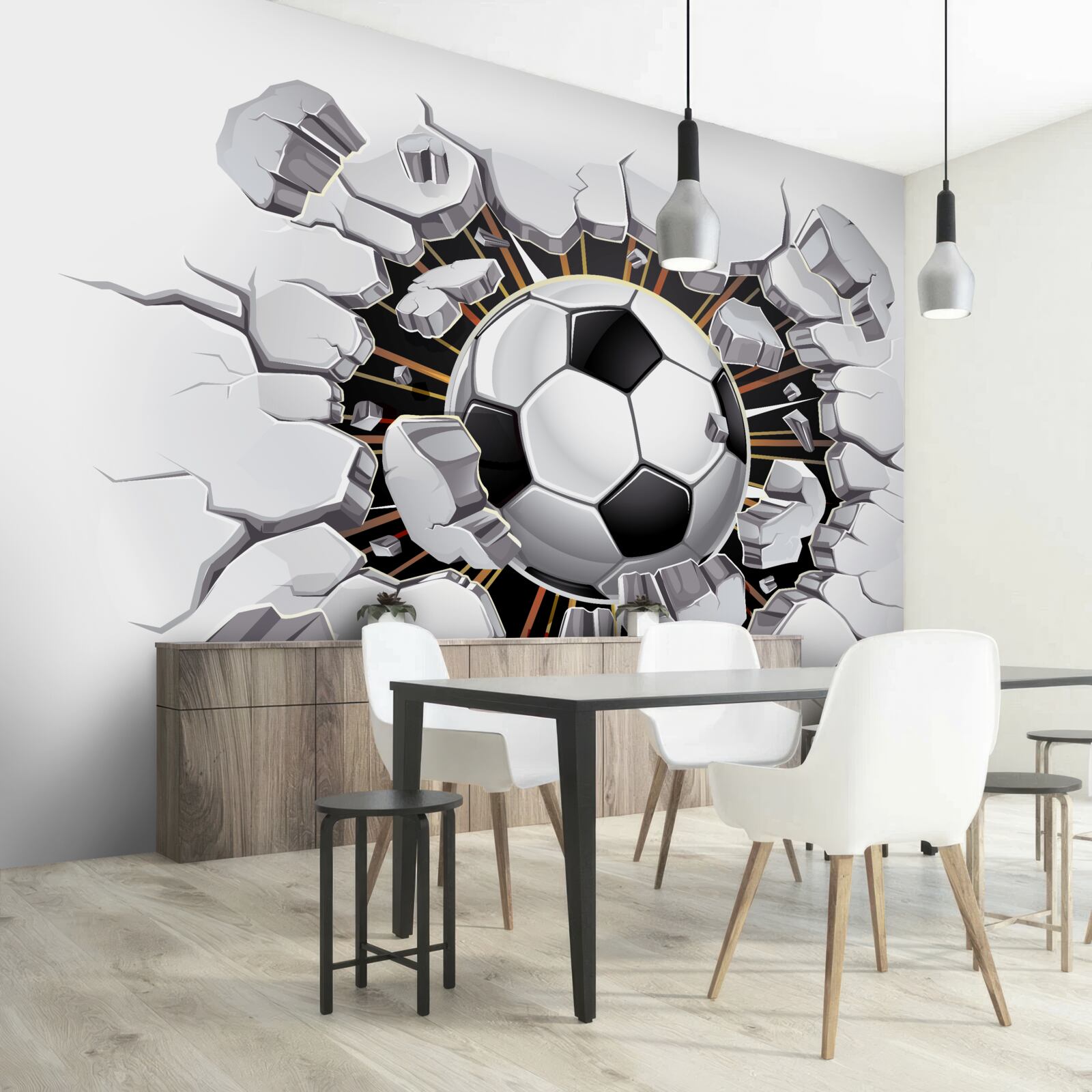 Fototapet fotbal care zboară prin aer