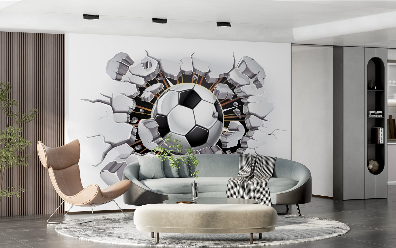 Fototapet fotbal care zboară prin aer