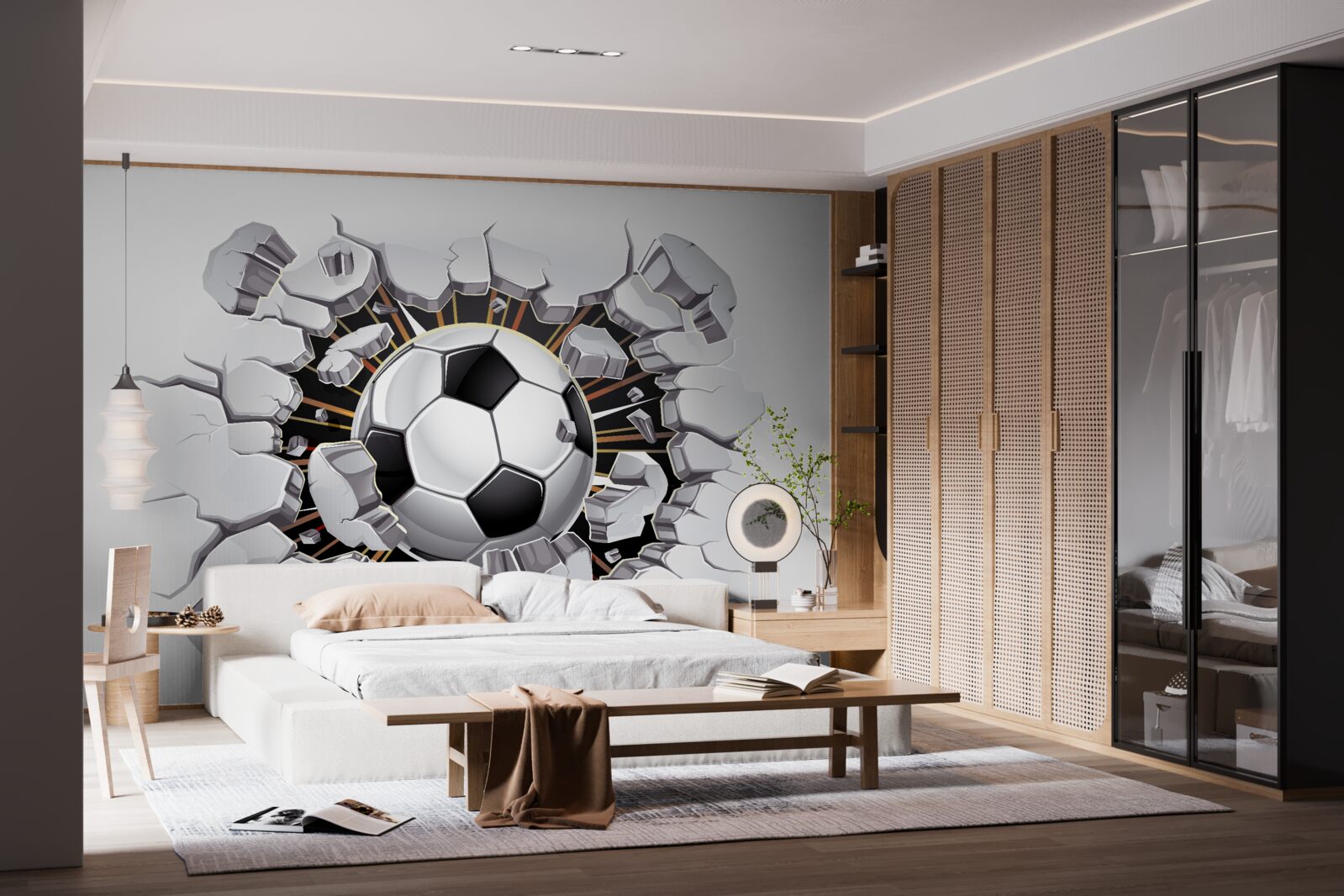 Fototapet fotbal care zboară prin aer