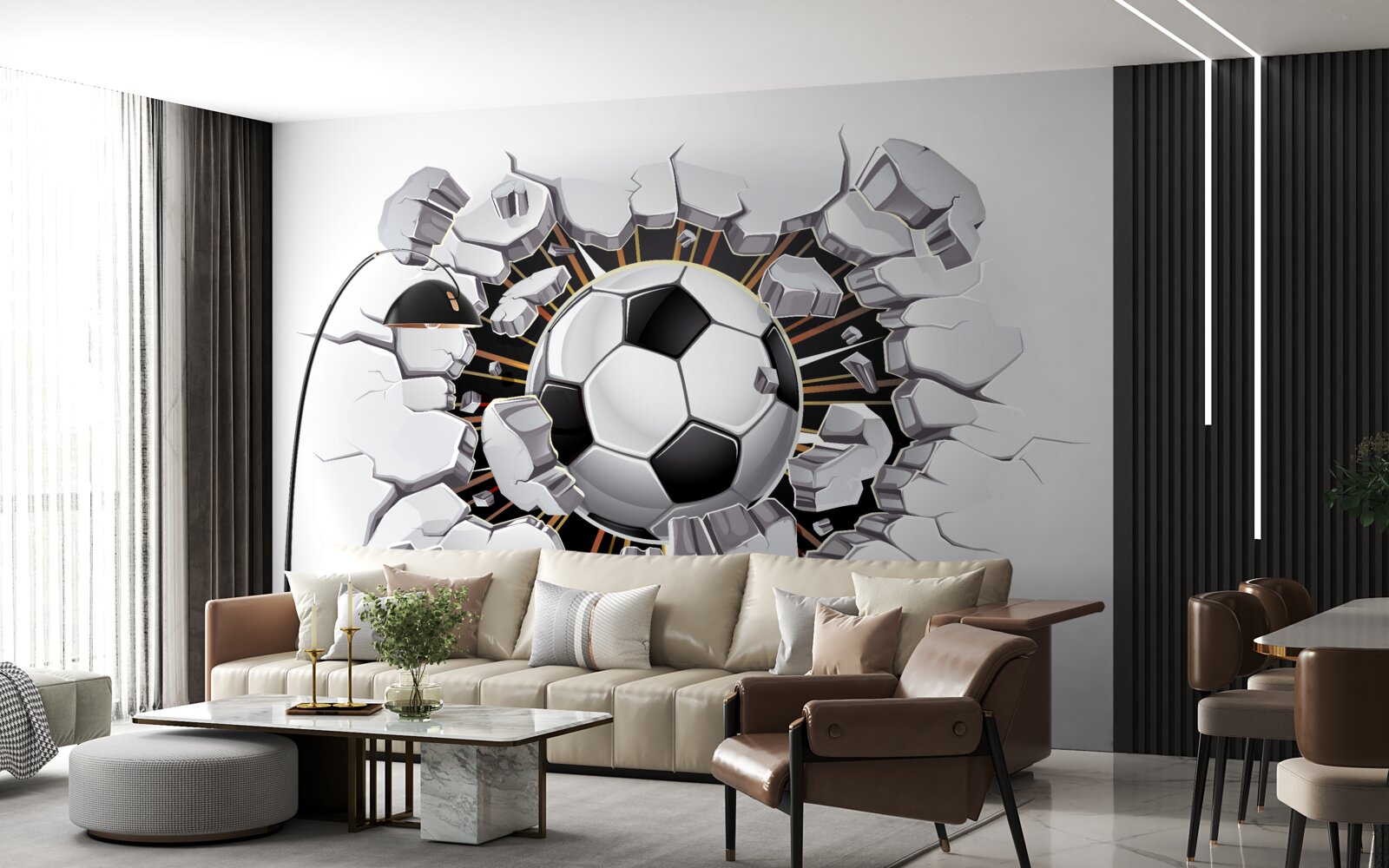 Fototapet fotbal care zboară prin aer