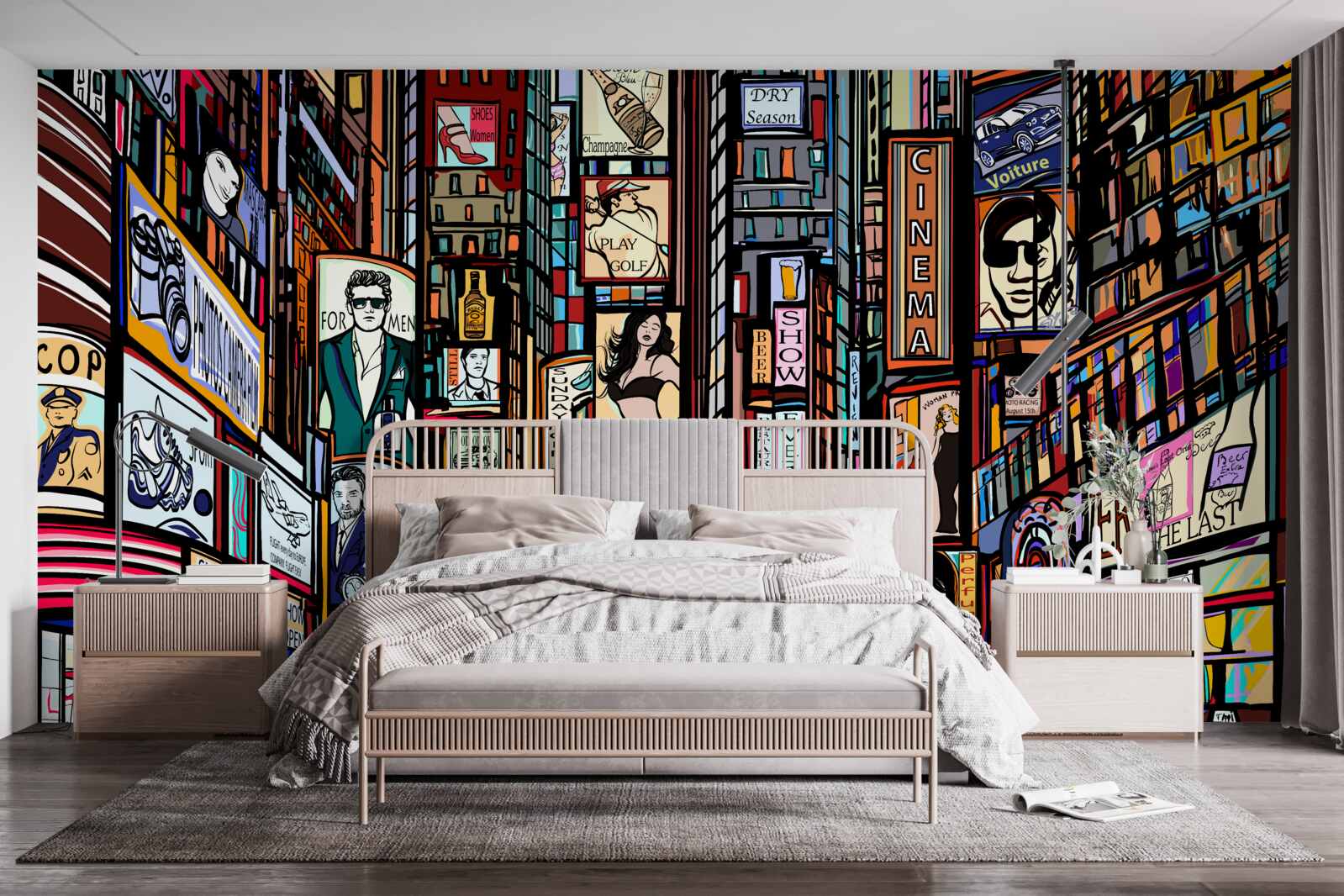 Fototapet piața este decorată cu panouri publicitare