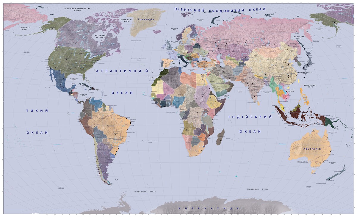 Fototapet hartă geografică multicoloră a pământului