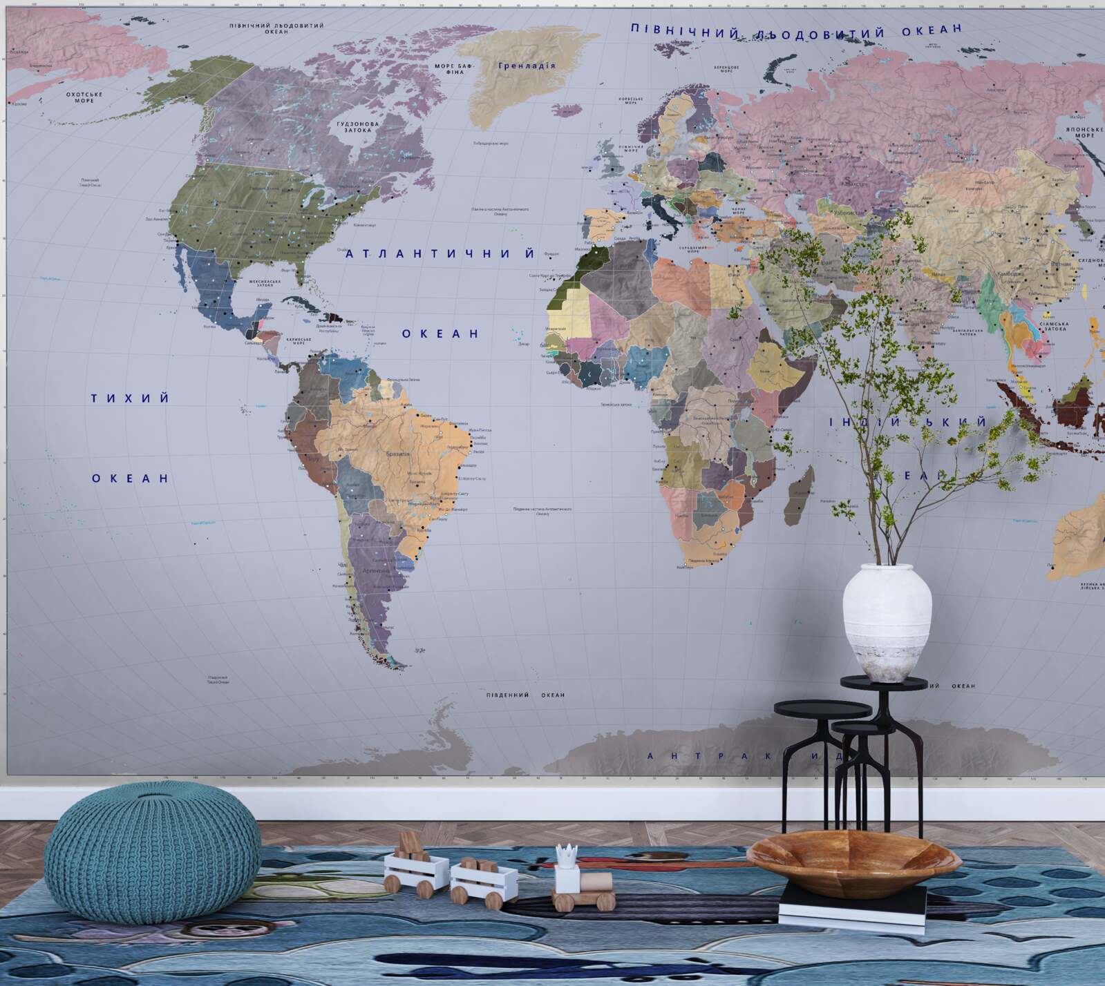 Fototapet hartă geografică multicoloră a pământului