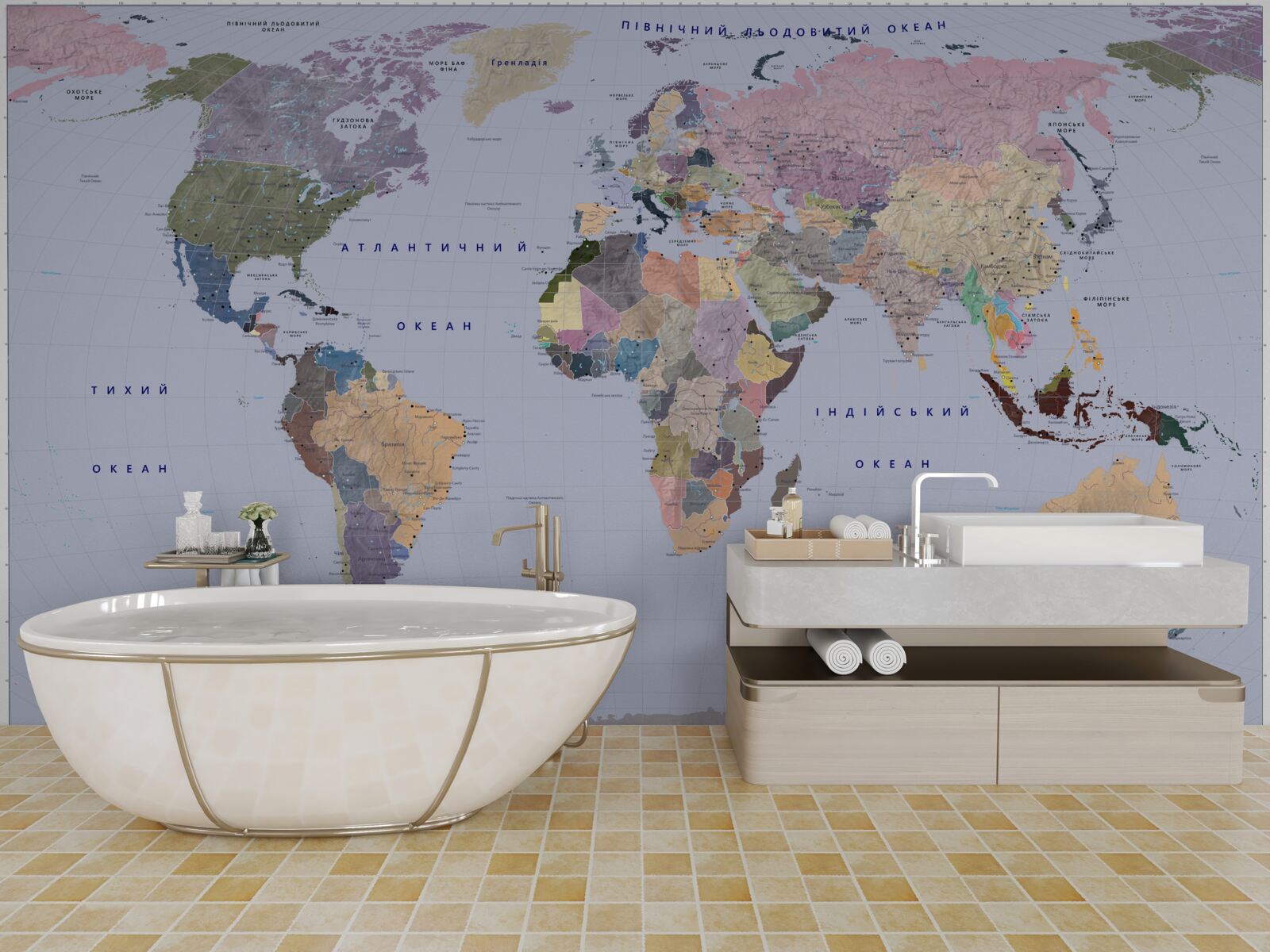 Fototapet hartă geografică multicoloră a pământului