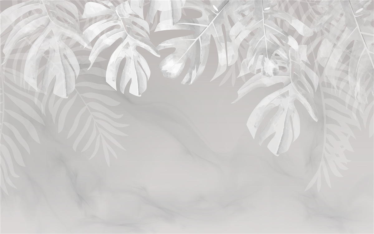 Fototapet monstera cu frunze albe ca zăpada