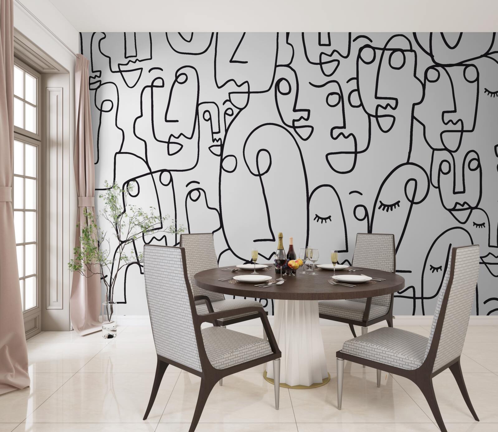 Fototapet contururi faciale feminine