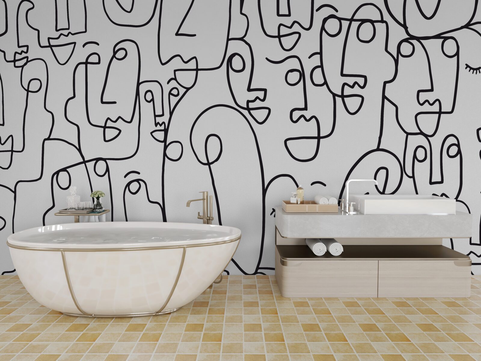 Fototapet contururi faciale feminine