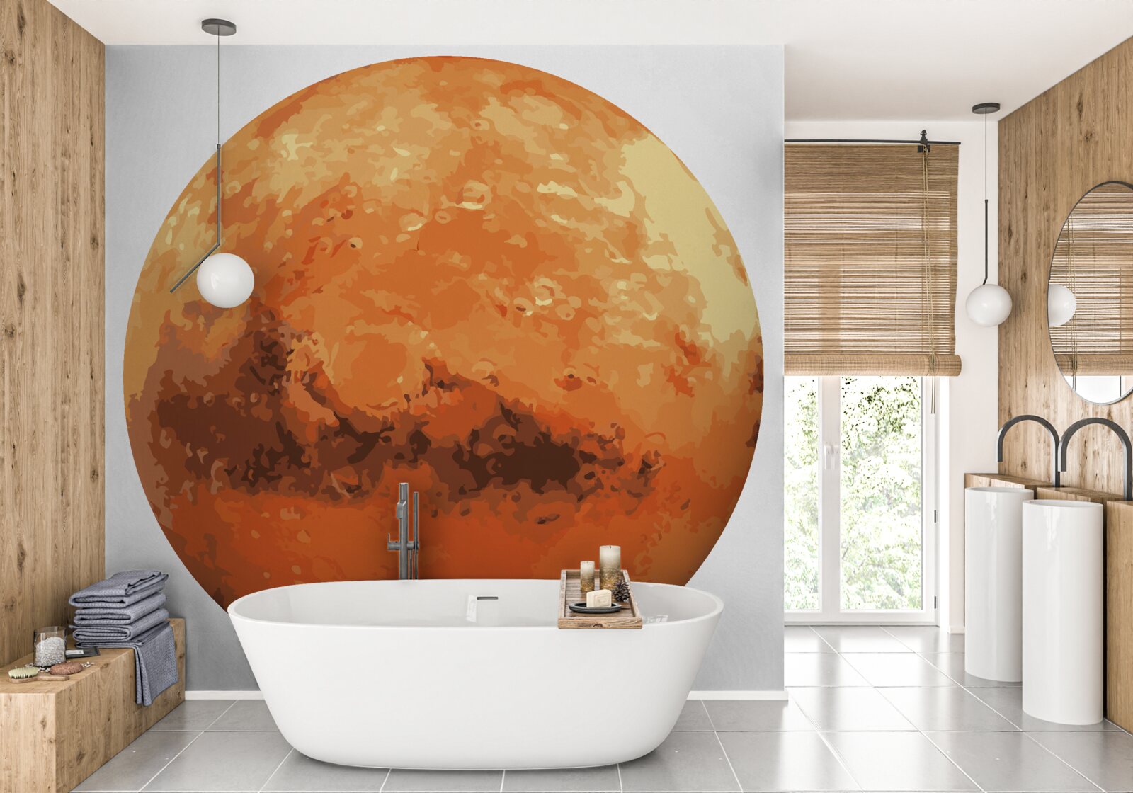 Fototapet planeta este roșu-galben