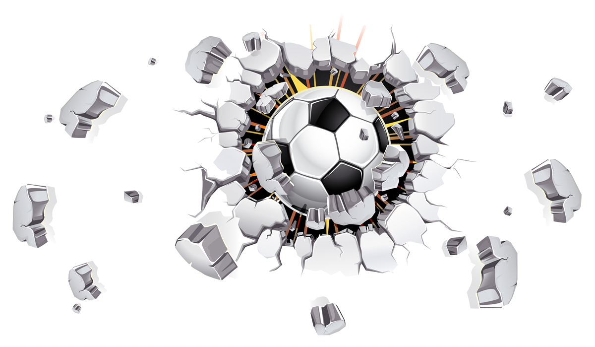 Fototapet Peretele a fost perforat cu o minge de fotbal