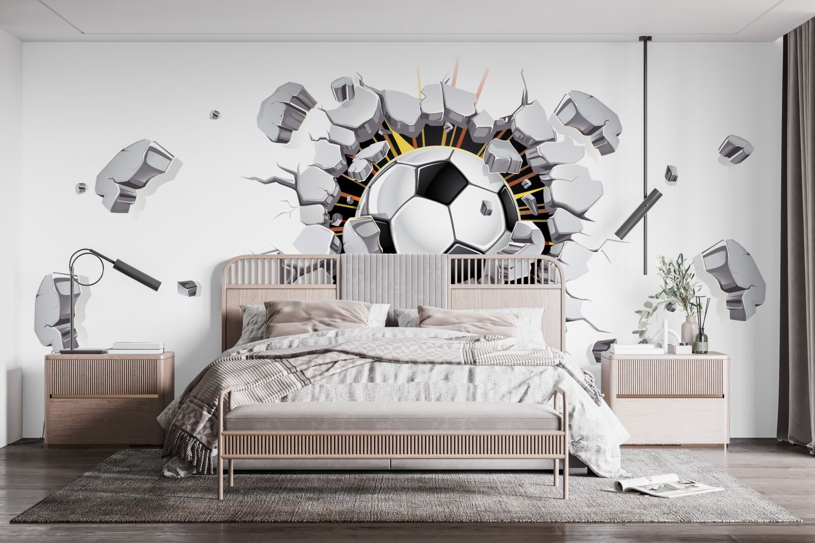 Fototapet Peretele a fost perforat cu o minge de fotbal