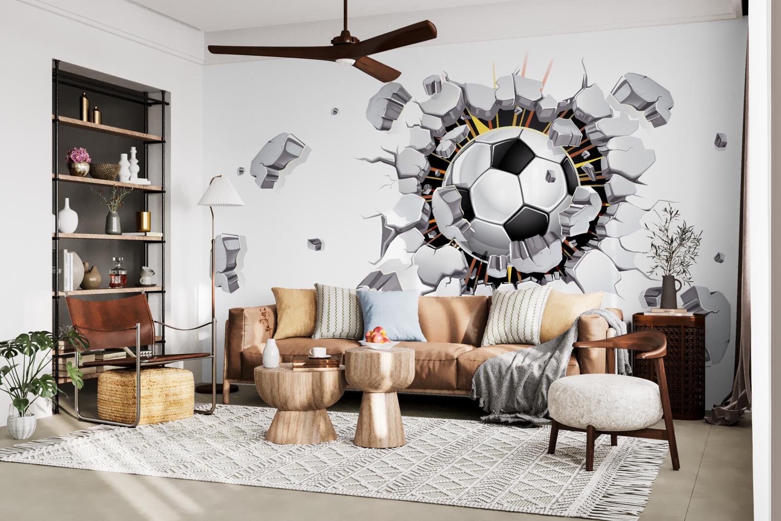 Fototapet Peretele a fost perforat cu o minge de fotbal