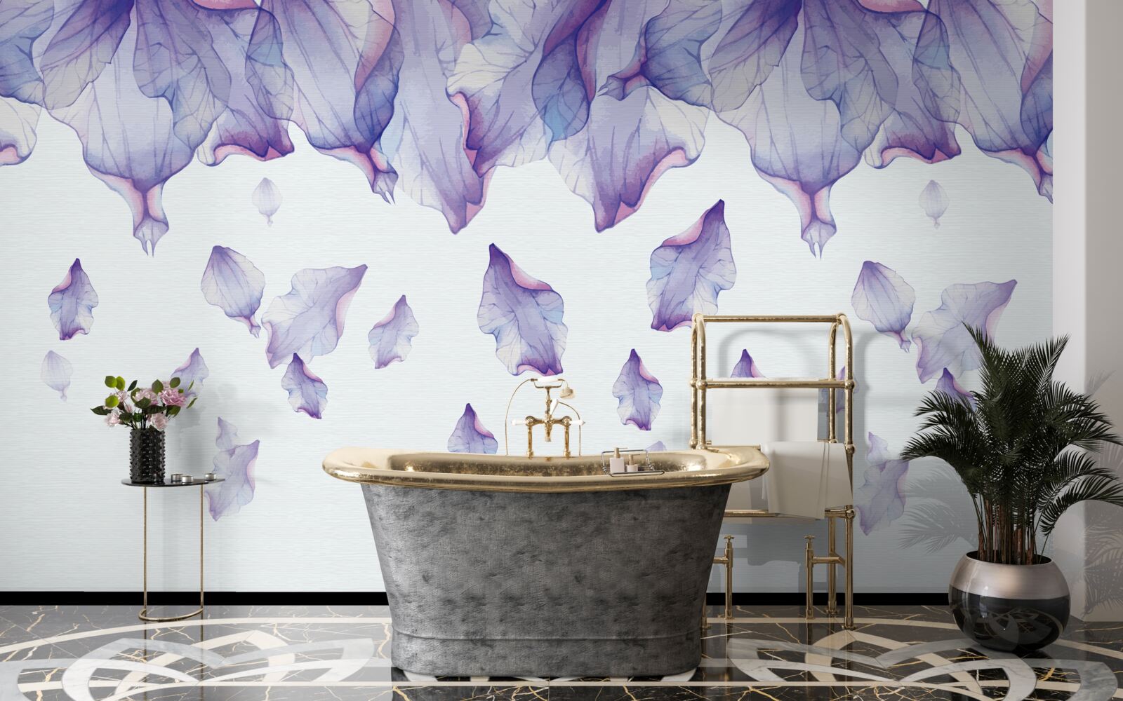 Fototapet flori de iris violet care se încadrează