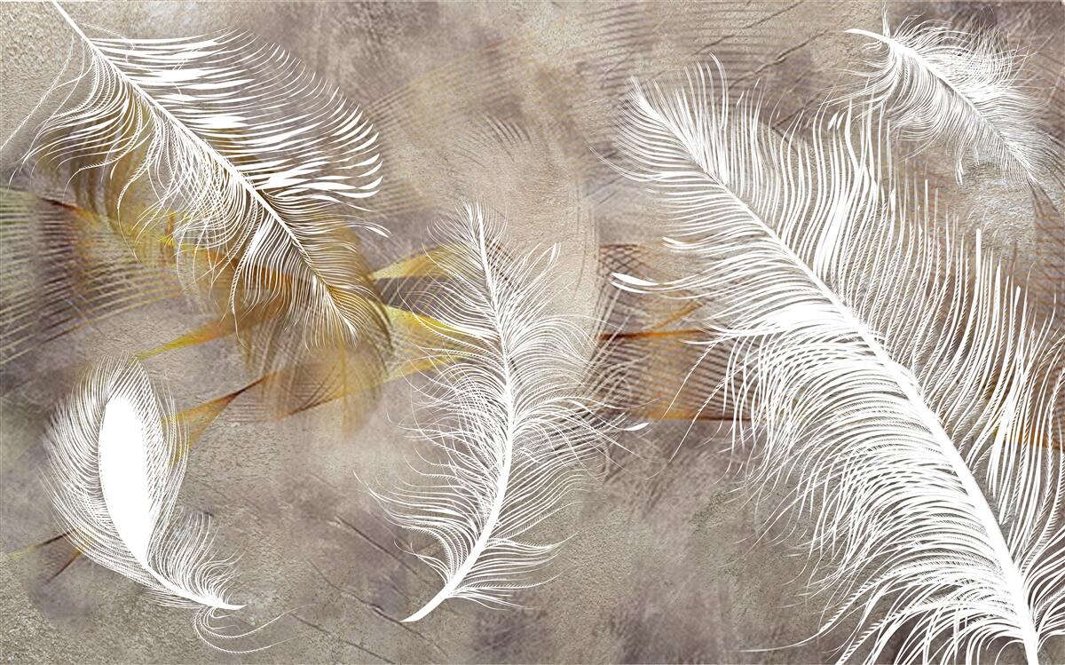 Fototapet pene decorative care fac aluzie la lejeritatea aerului