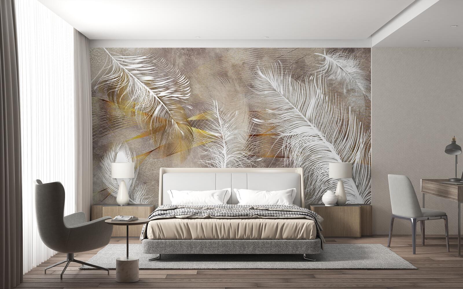 Fototapet pene decorative care fac aluzie la lejeritatea aerului