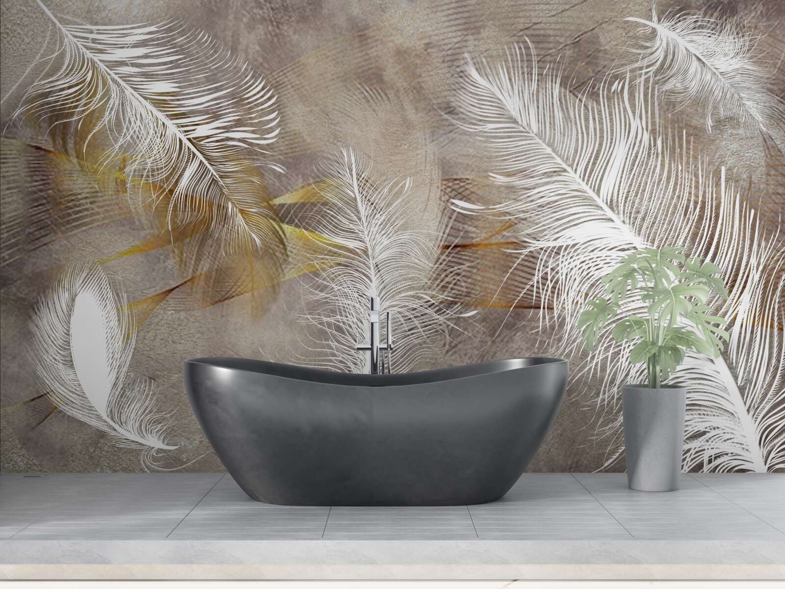 Fototapet pene decorative care fac aluzie la lejeritatea aerului