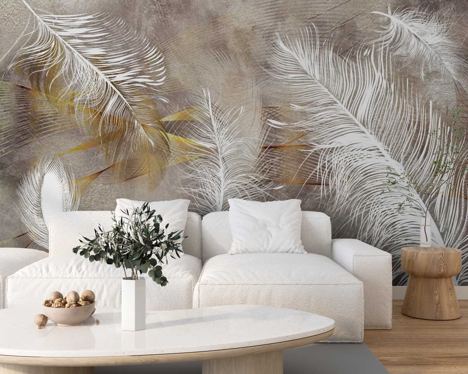 Fototapet pene decorative care fac aluzie la lejeritatea aerului