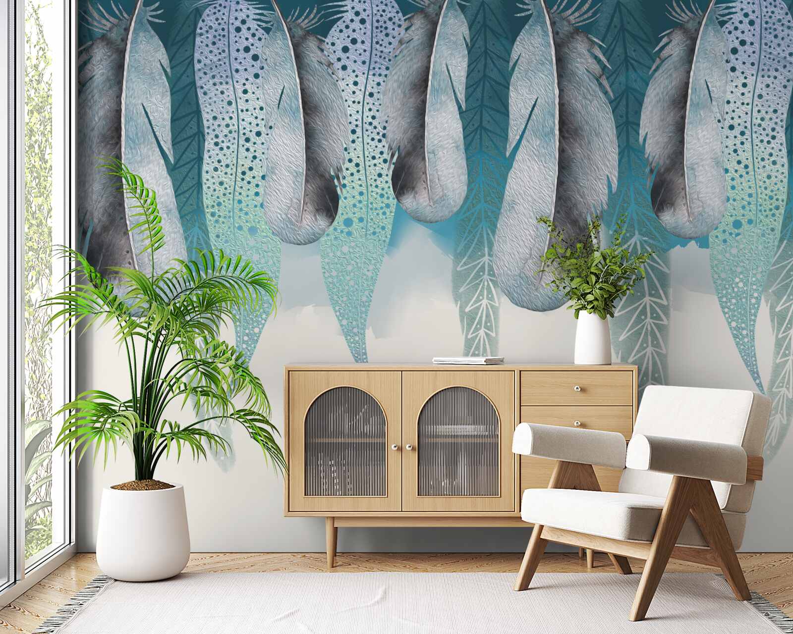 Fototapet fundal abstract cu imagine de pene