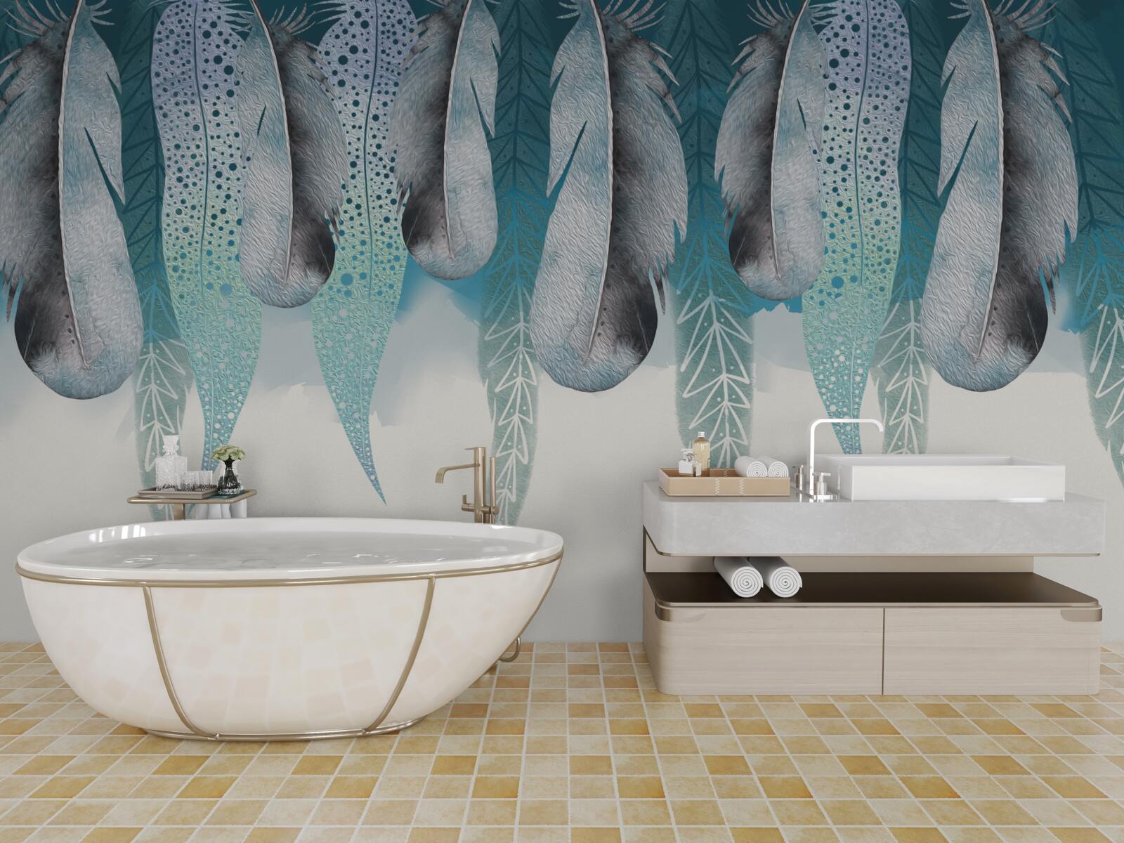 Fototapet fundal abstract cu imagine de pene