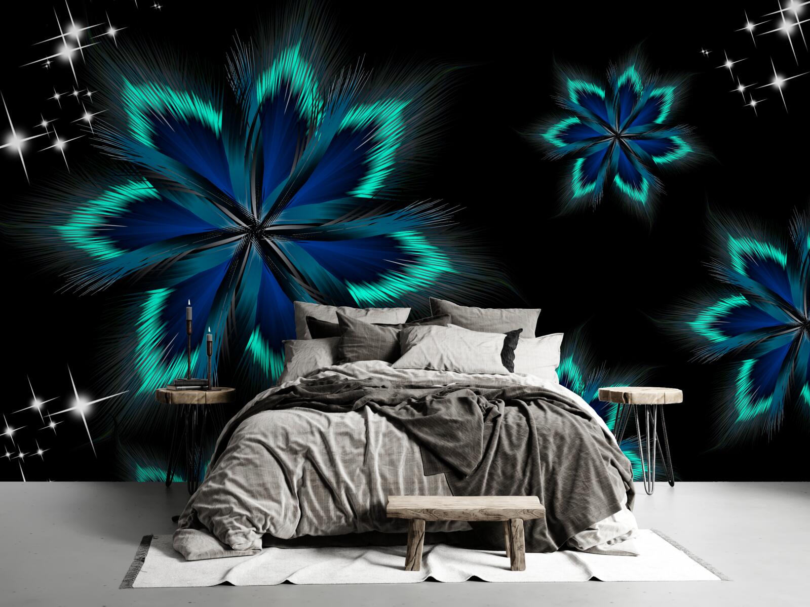 Fototapet lotus cu o margine albastru deschis