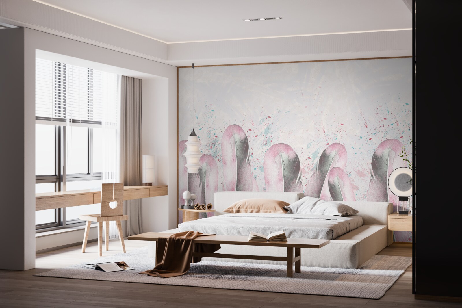 Fototapet moliciunea penelor roz