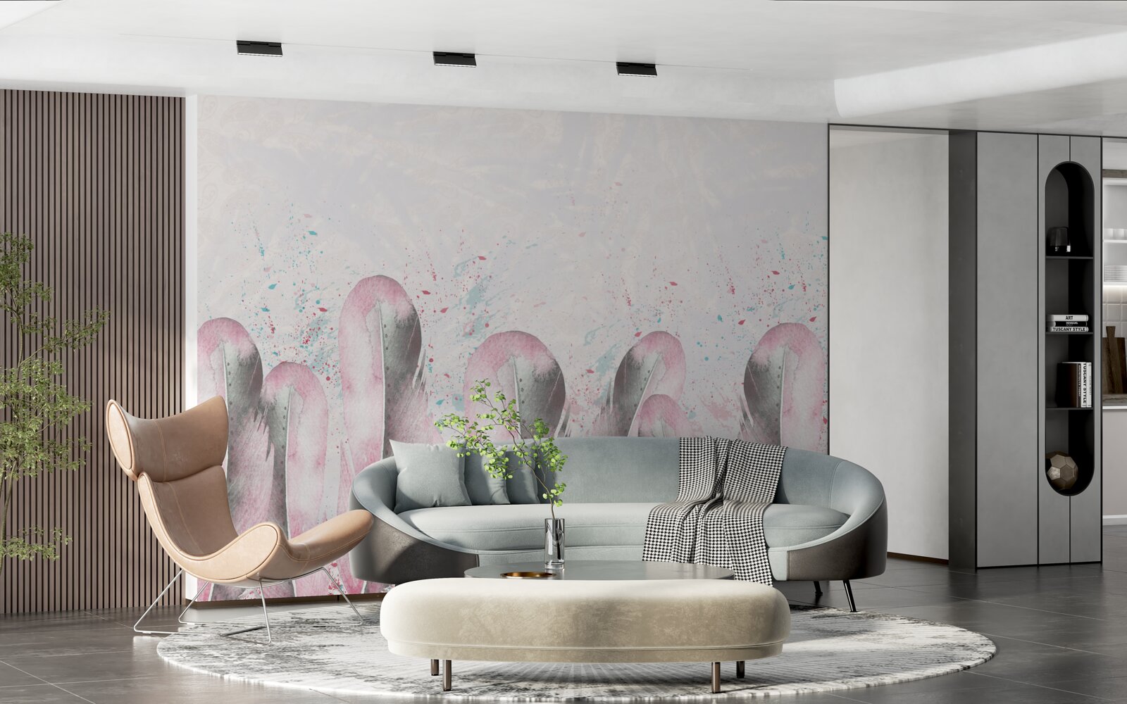 Fototapet moliciunea penelor roz