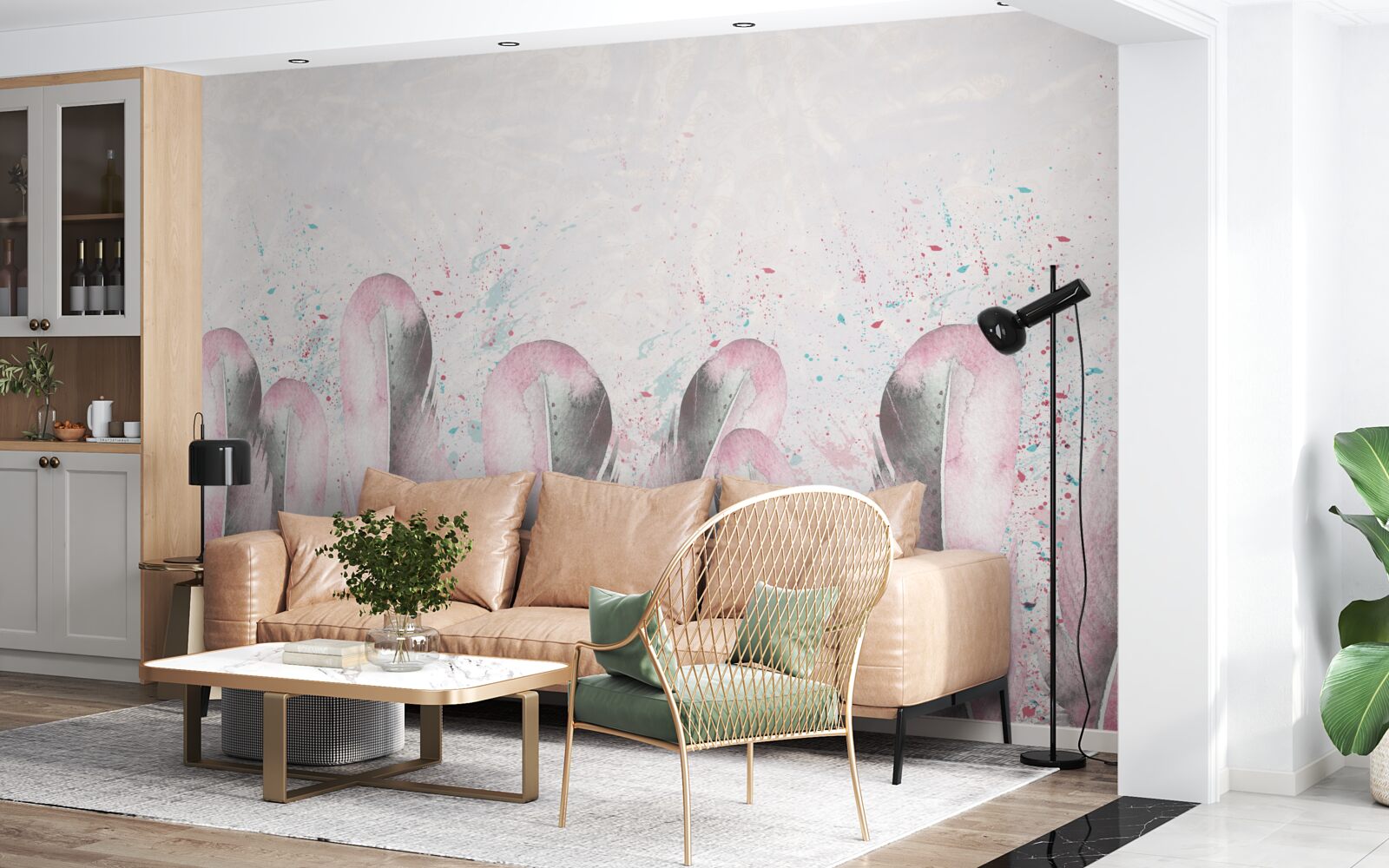 Fototapet moliciunea penelor roz