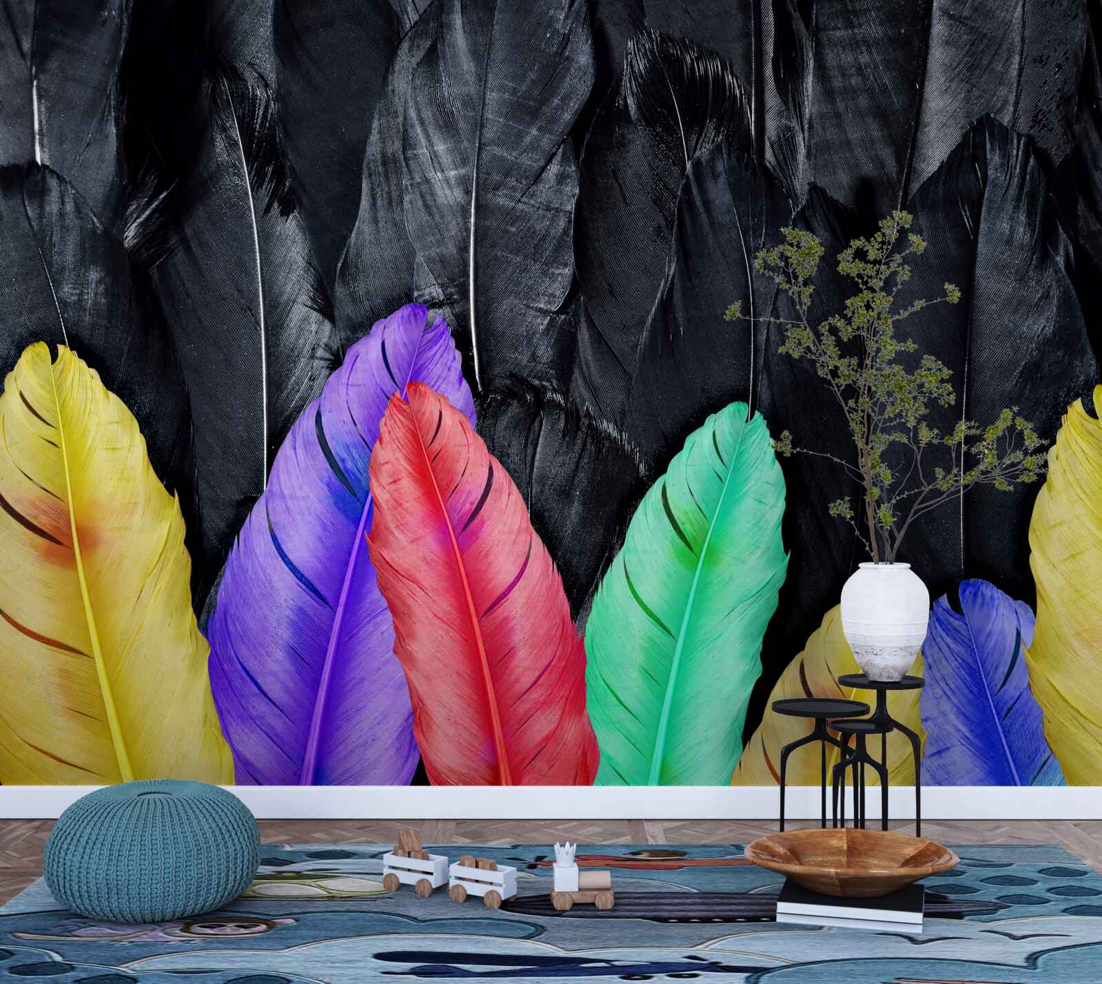 Fototapet fundal cu pene mari luminoase