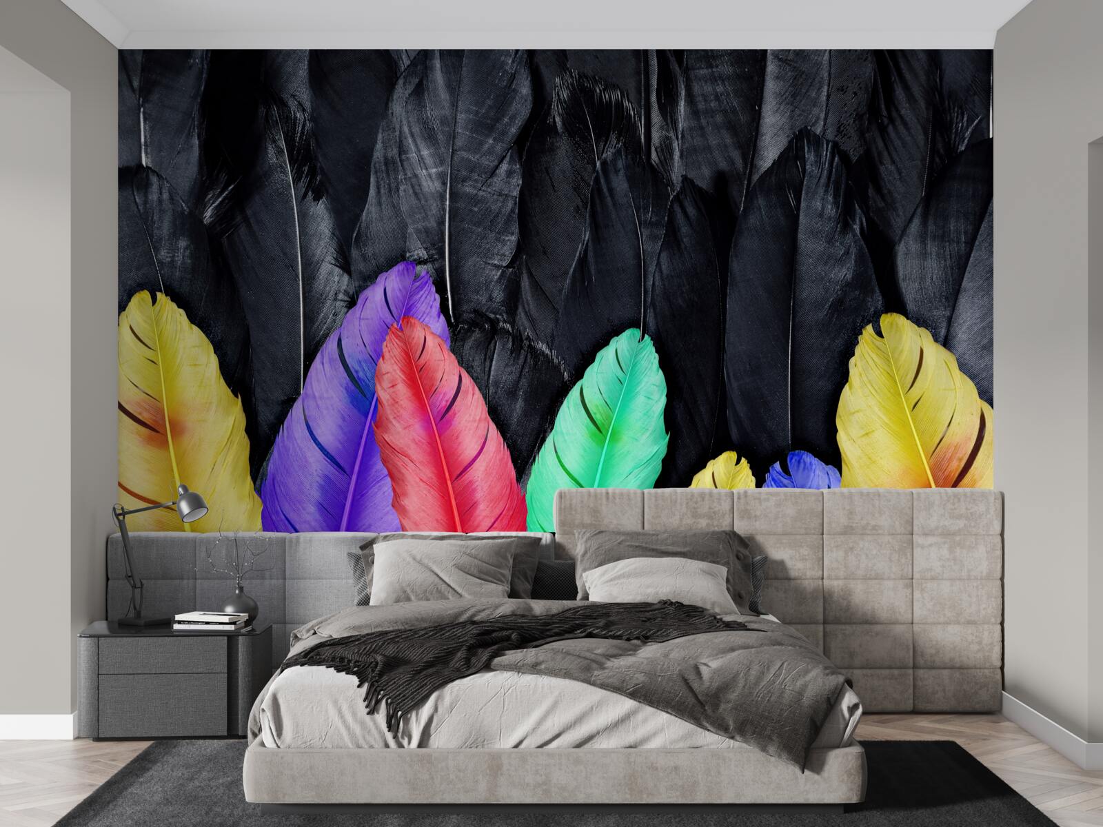 Fototapet fundal cu pene mari luminoase