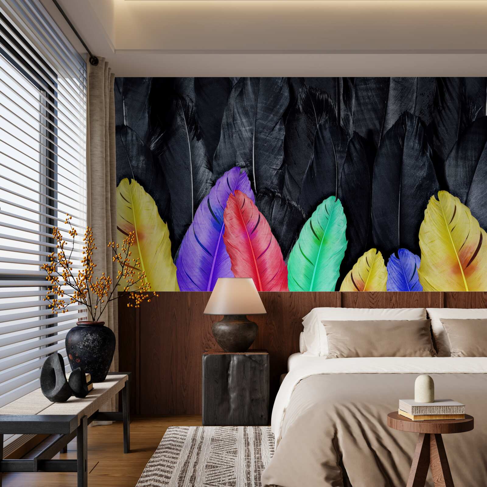 Fototapet fundal cu pene mari luminoase