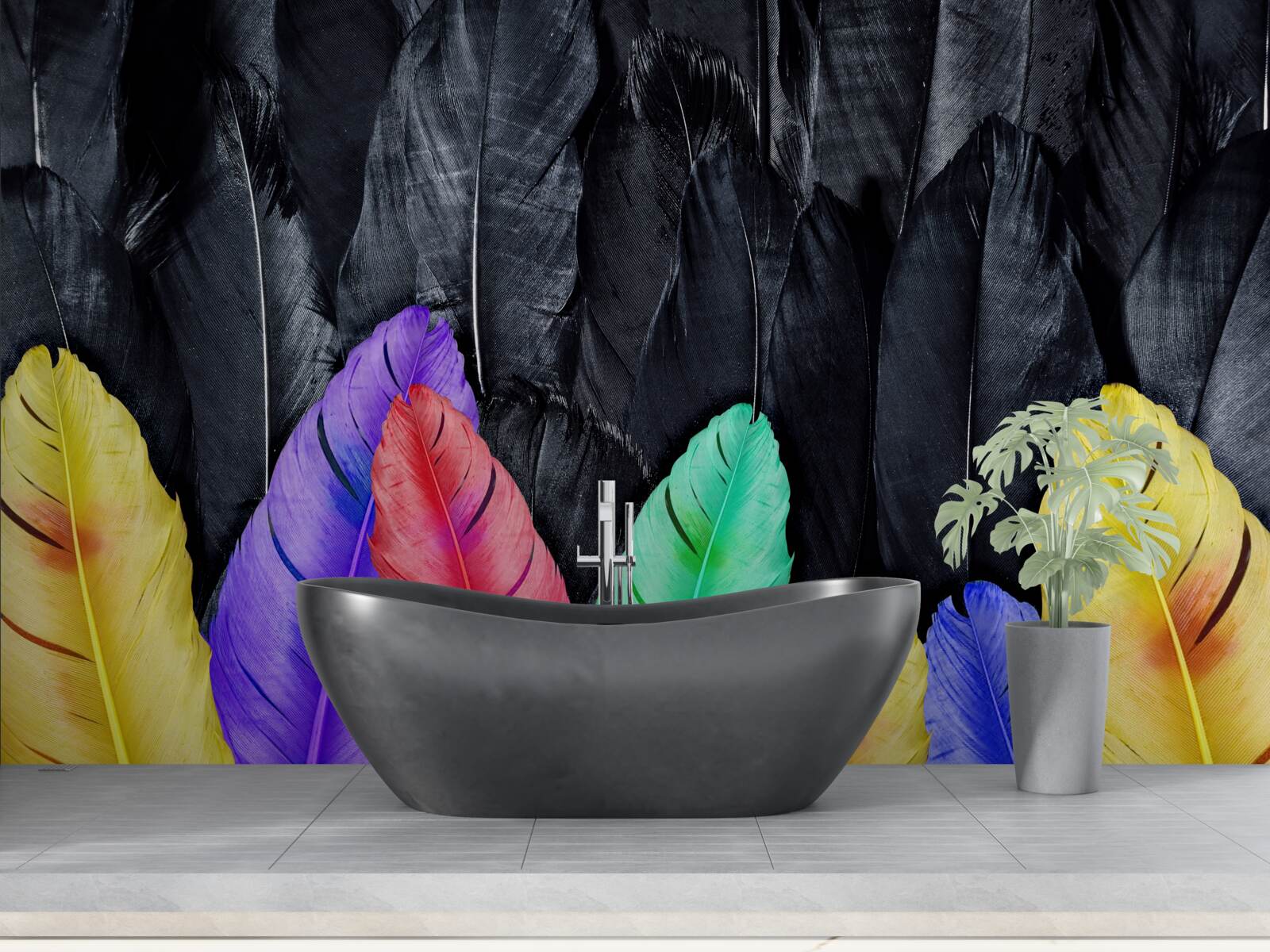 Fototapet fundal cu pene mari luminoase