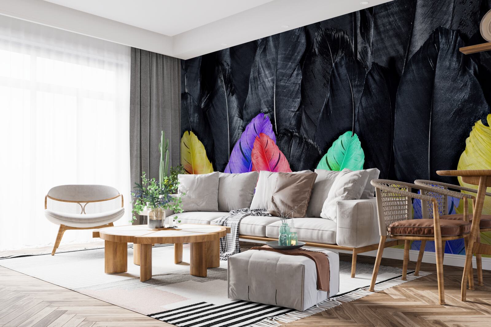 Fototapet fundal cu pene mari luminoase