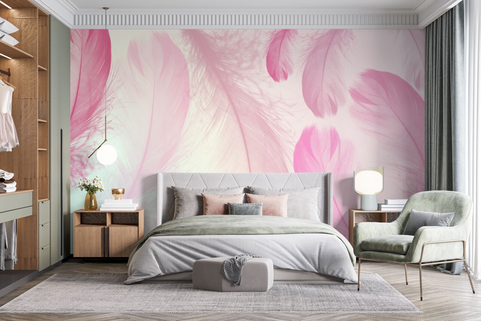 Fototapet pene mari cu o nuanță delicată de roz