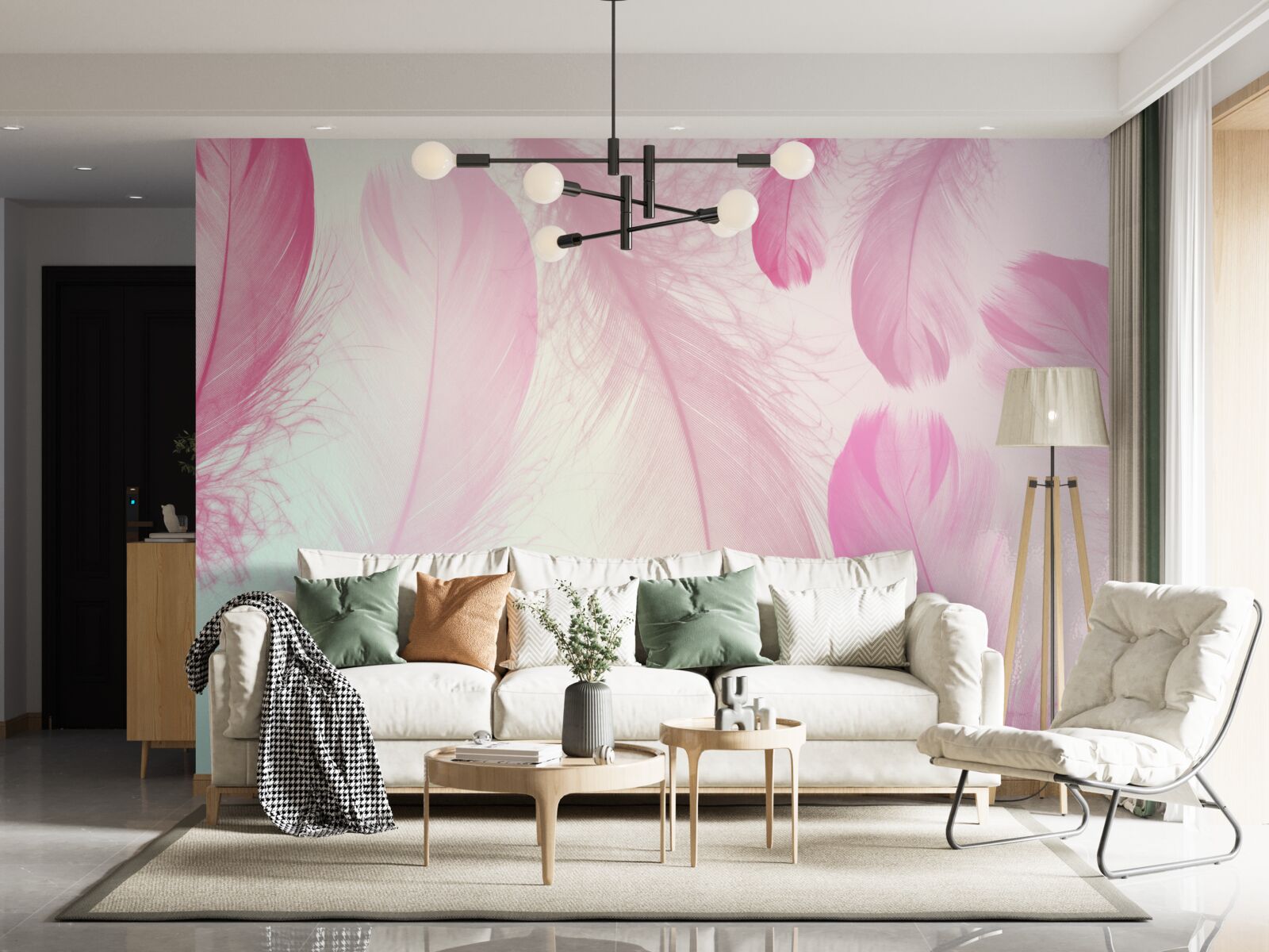 Fototapet pene mari cu o nuanță delicată de roz