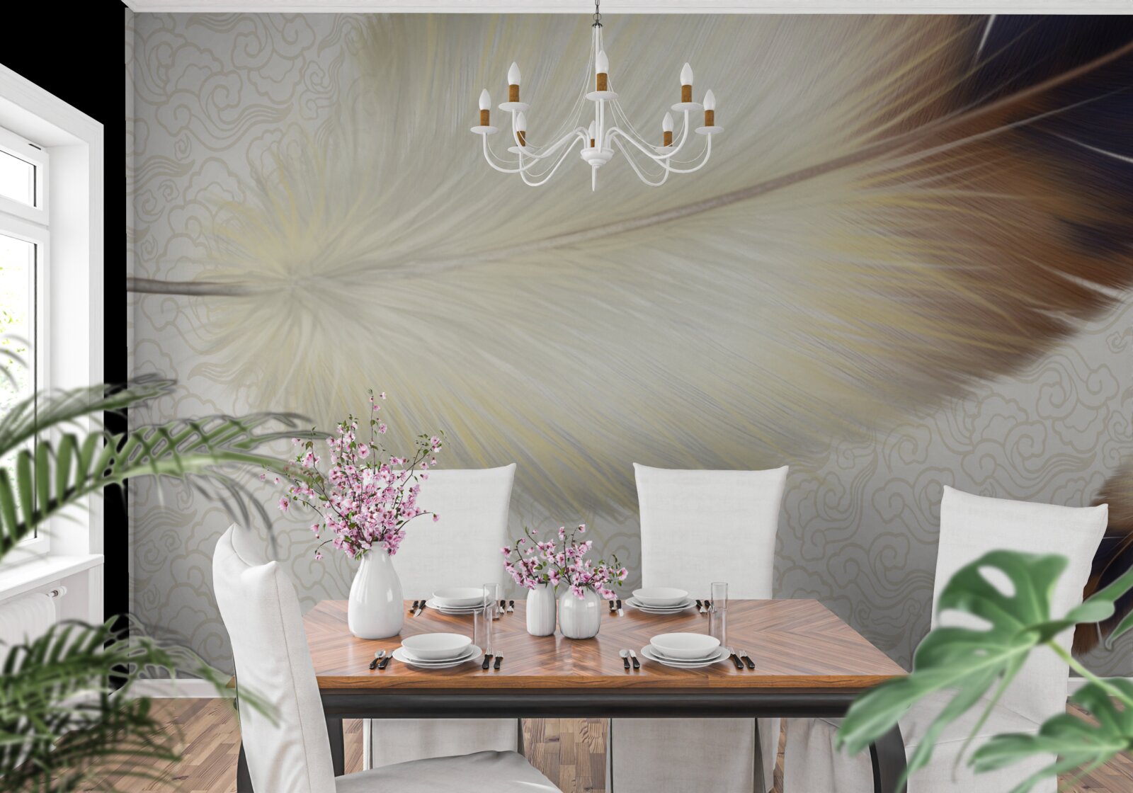 Fototapet penele sunt albe cu margini maro