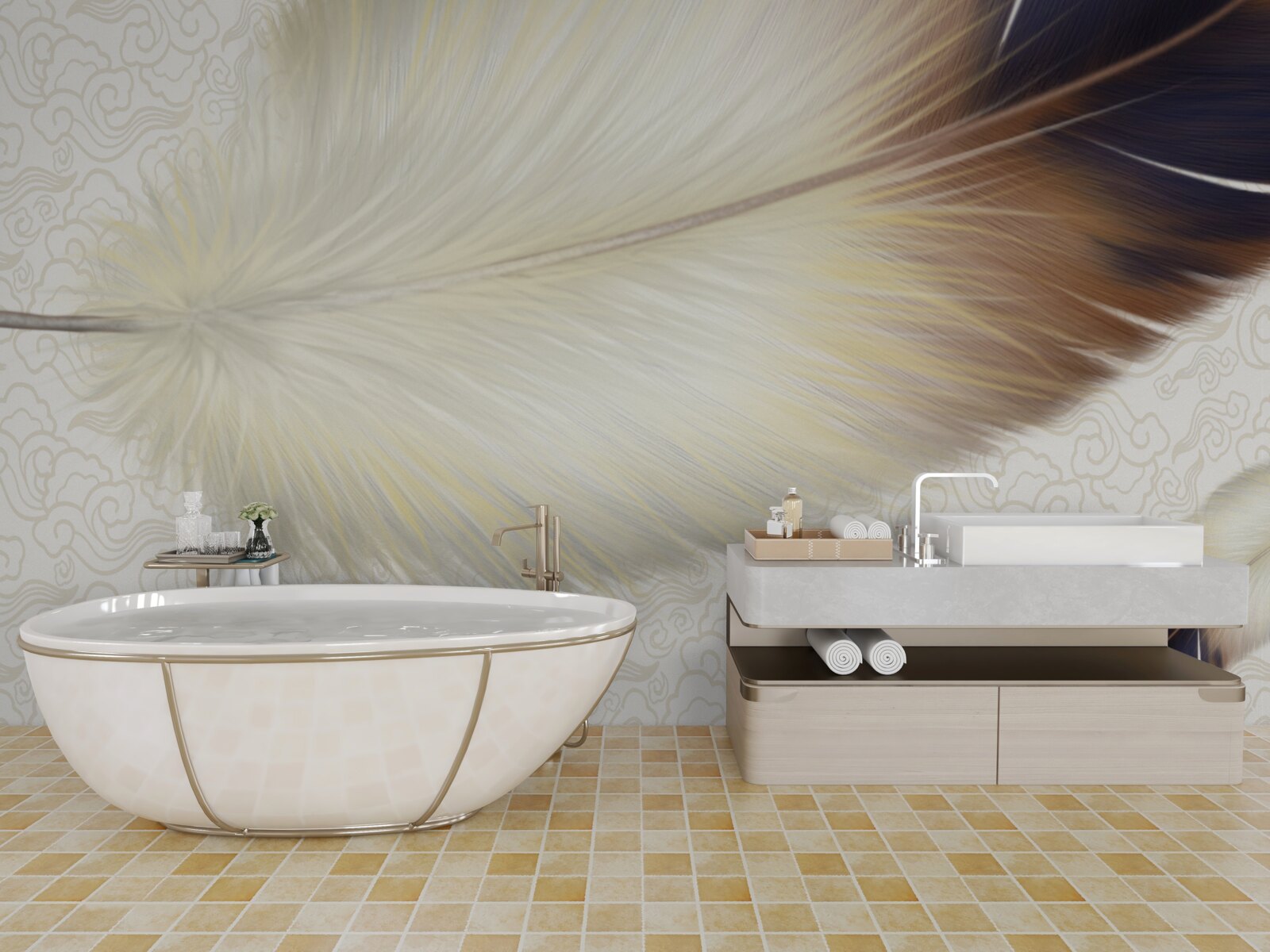 Fototapet penele sunt albe cu margini maro