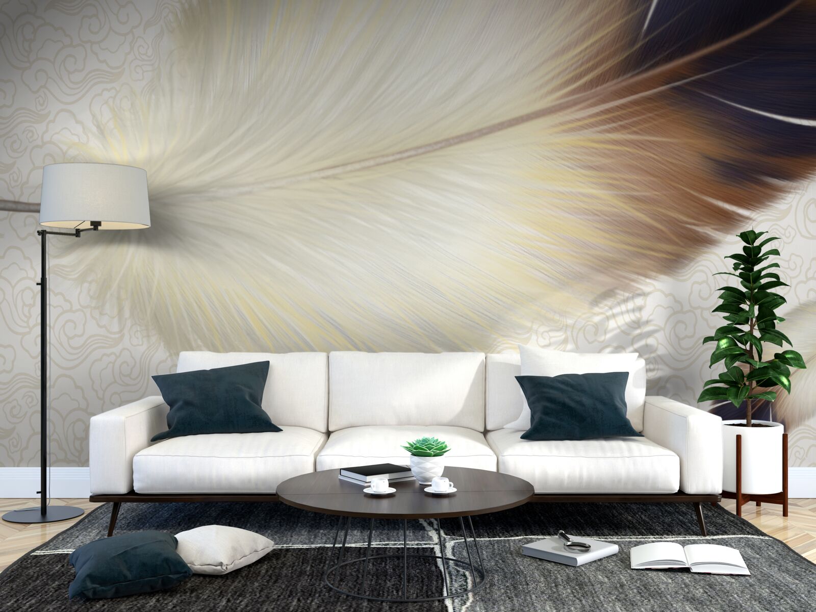 Fototapet penele sunt albe cu margini maro