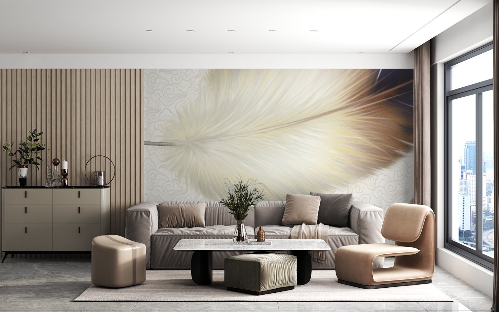 Fototapet penele sunt albe cu margini maro