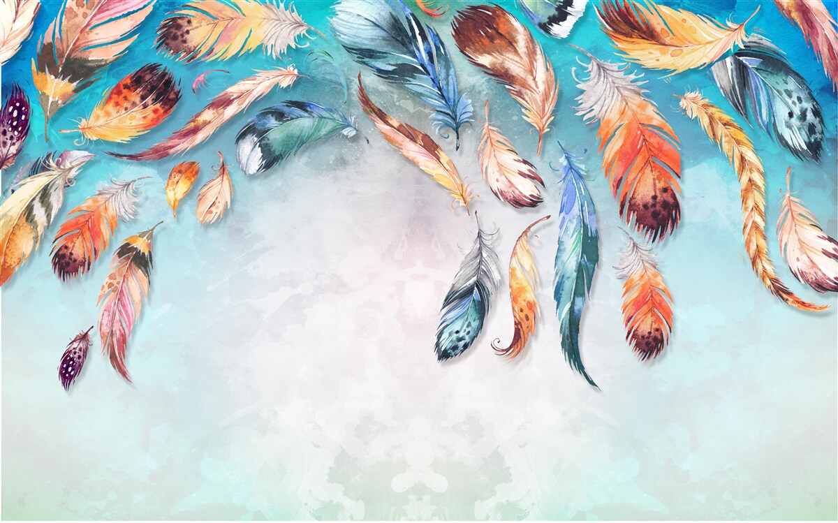 Fototapet pene pufoase multicolore strălucitoare