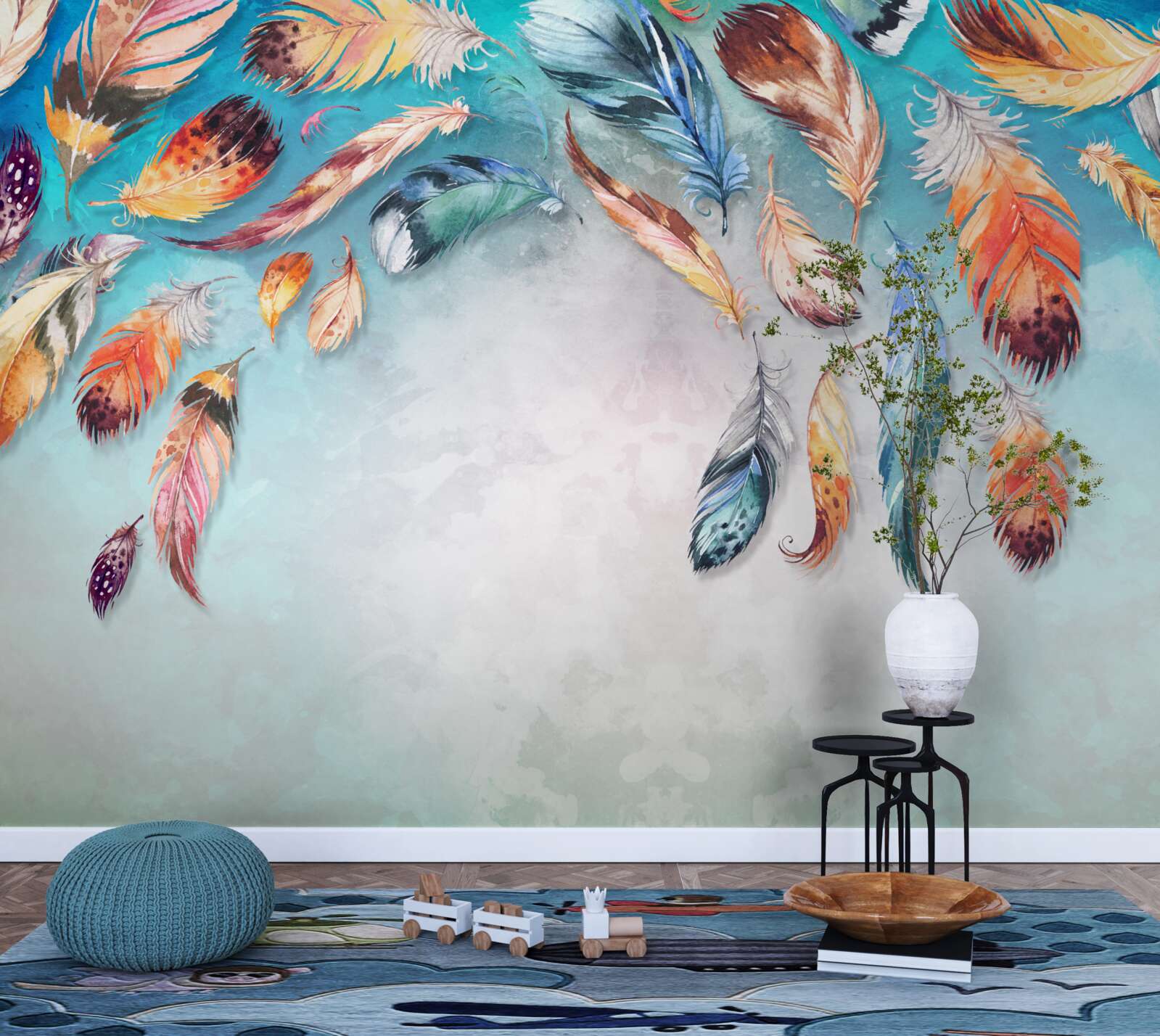 Fototapet pene pufoase multicolore strălucitoare