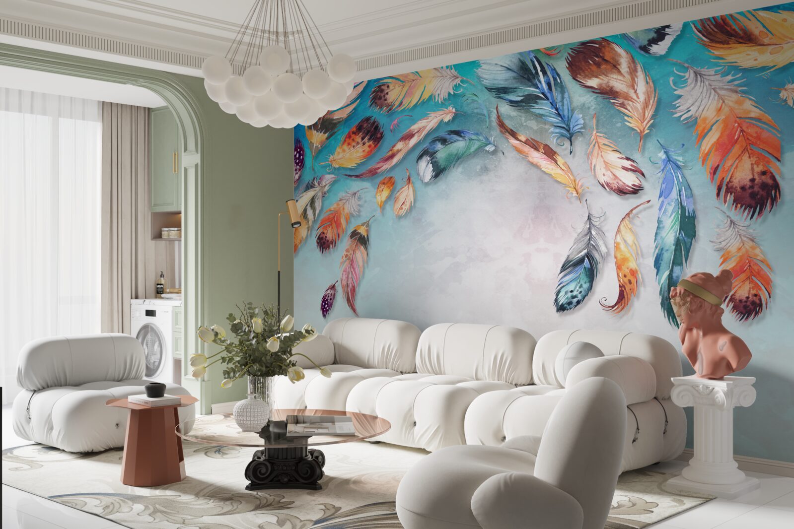 Fototapet pene pufoase multicolore strălucitoare